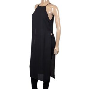 Forever 21 Sheer Midi Tunic Dress Column Halter Top High Slit Flowy Chiffon Cami